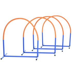 4 Piece Dog Agility Course for Senior Dogs with Carry Bag Outdoor Use Blue