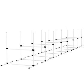 8 Piece Dog Agility Set with Adjustable Height Jump Bars, Carry Bag, Displacing Top Bar, White