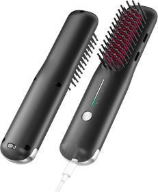 Porta Mini Hair Straightening Brush for Travelâ€“ Cordless & USB Rechargeable,Ionic Hot Comb for Frizz-Free Shine