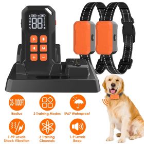 2 In 1 Wireless Electric Dog Fence With Training Collar IP67 Waterproof Pet Beep Vibration Shock Boundary Containment System for Small Medium Lar