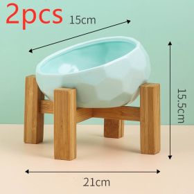 Pet Supplies Bowl Ceramic Cat Bowl Dog Bowl Oblique Mouth (Option: light greenset2pcs)