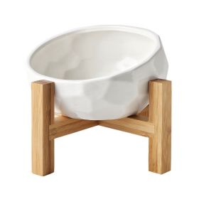 Pet bowl oblique mouth cat bowl food bowl dog bowl method bucket food bowl (Option: White)