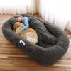 Human Dog Bed, Large Size Fits You and Pets, Washable Faux Fur Dog Bed for People Doze Off, Napping Orthopedic Dog Bed, Present Plump Pillow, Blanket