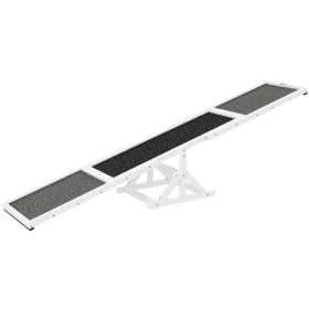 Wooden Dog Agility Seesaw For Training And Exercise, Weather Resistant, 83 L X 16 W X 14 H, White (Option: White)